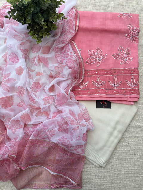 Embroidered kota cotton salwar material