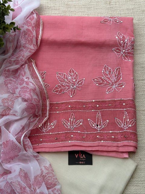 Embroidered kota cotton salwar material