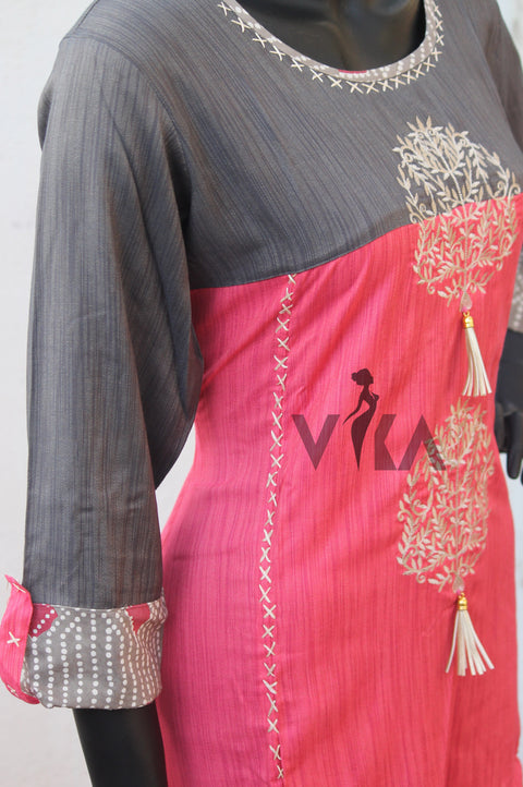 Embroidered rayon kurti