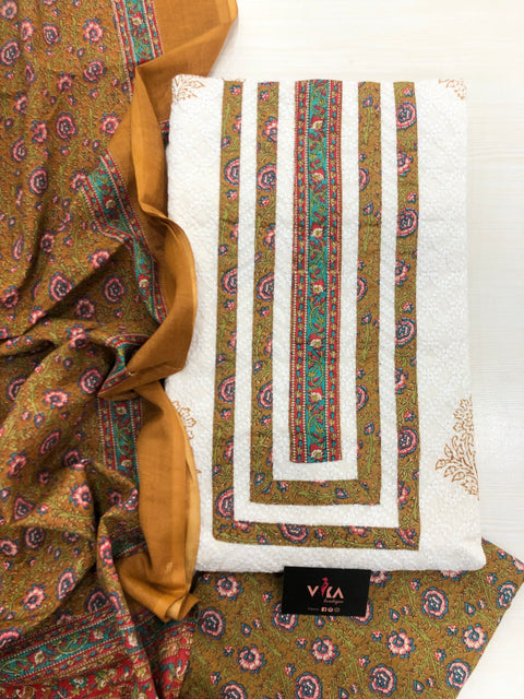Chikan work cotton salwar material