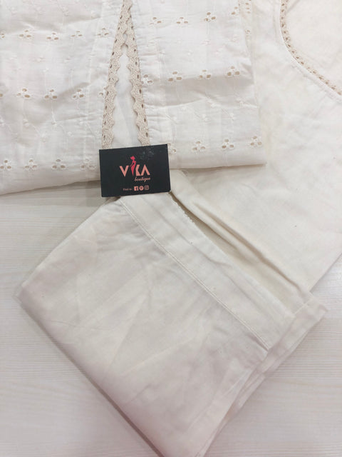 Cream coat pant hakoba cotton set