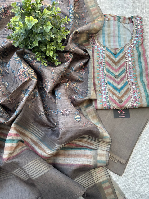 Multicoloured art silk suit material