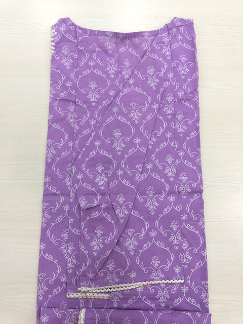 Floral Printed cotton kurti - Purple