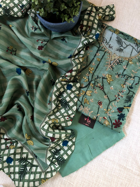 Semi stitched Dola silk salwar material