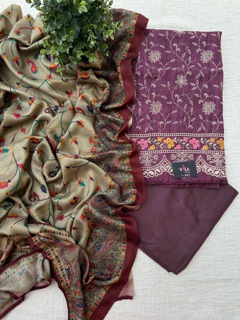 Emb ghicha silk suit material