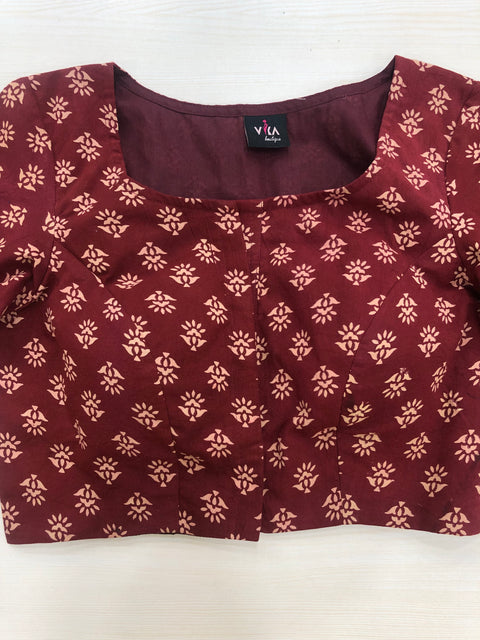 3/4 sleeve multicolour cotton blouse
