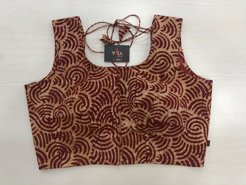 Sleeveless batik printed cotton blouse