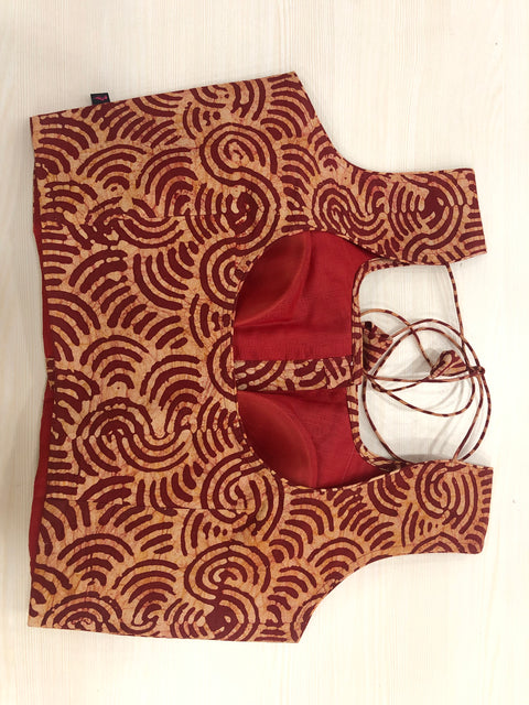 Sleeveless batik printed cotton blouse