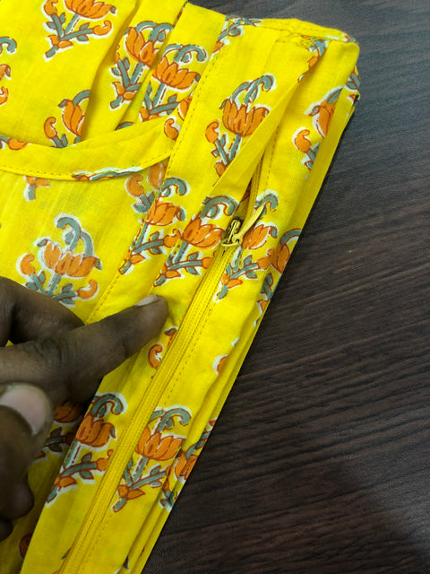 Yellow Printed Feeding kurti