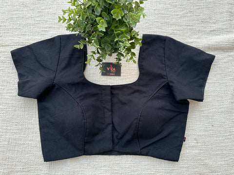 Plain black cotton blouse