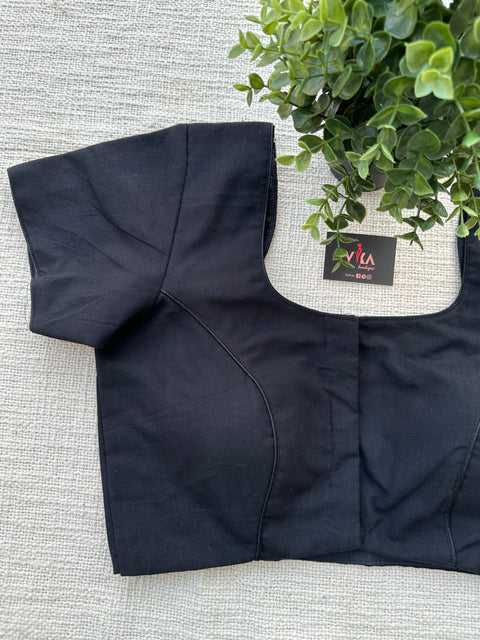 Plain black cotton blouse