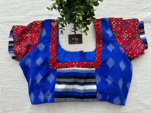 Ikat patch work cotton blouse