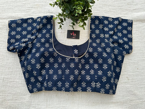 Navy Blue Printed cotton blouse