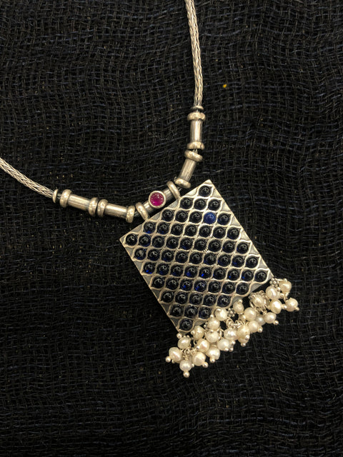 925 silver blue stone pendant neck pc