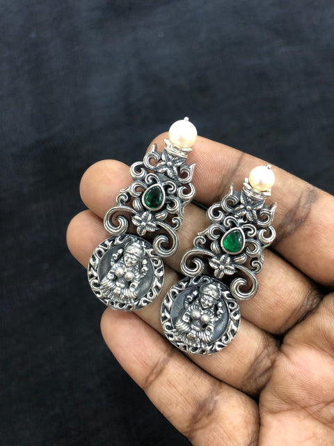 925 silver green stone earring