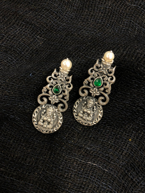 925 silver green stone earring