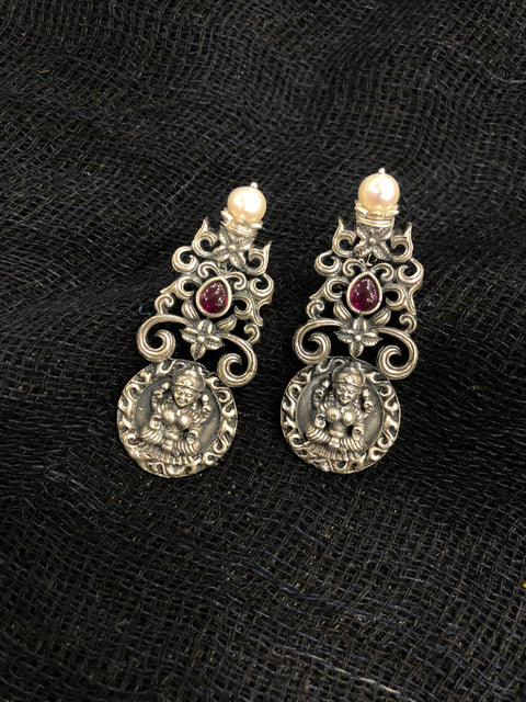 925 silver pink stone earring