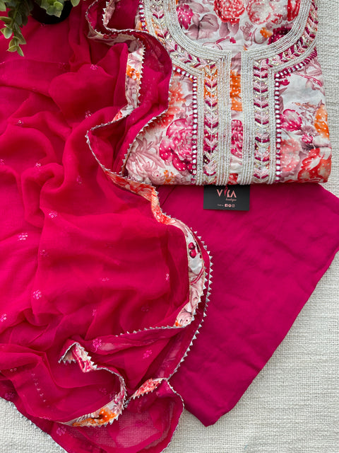 Neck work cotton salwar material
