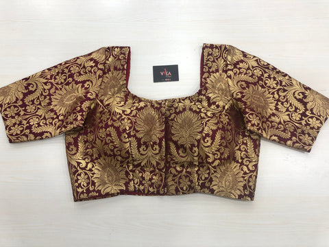Maroon brocade Banaras silk blouse