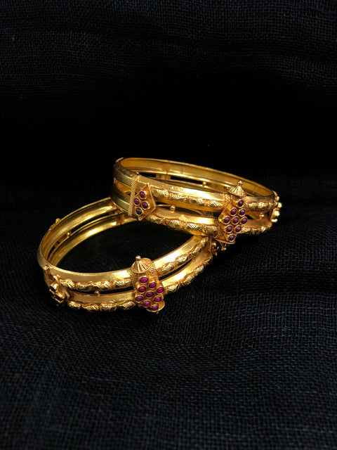925 Silver Red stone bangles