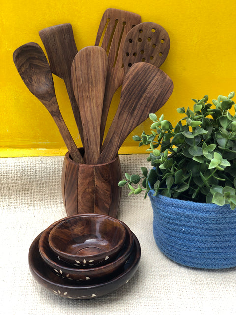 Wooden spoon and Bowl Combo