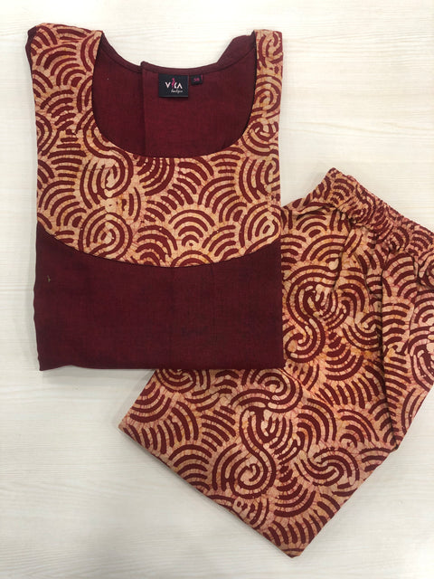 printed cotton ready kurta pant - size 38