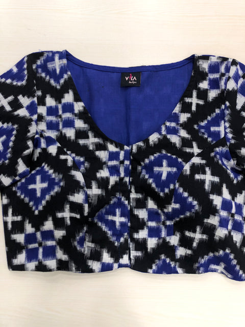 Blue Telia Rumal Ikat cotton blouse