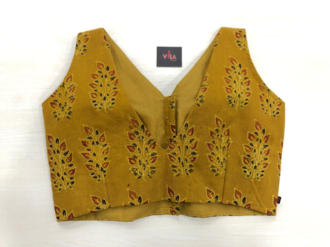 Musturd printed cotton blouse