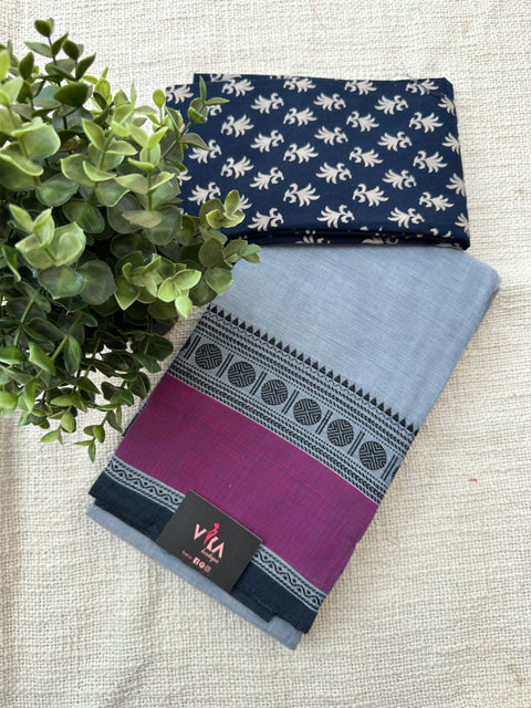 Handloom cotton saree with blouse pc
