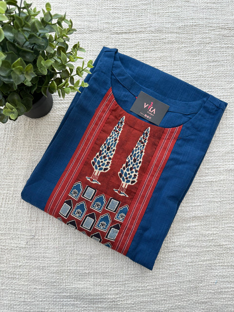 Slub cotton kurti - Blue