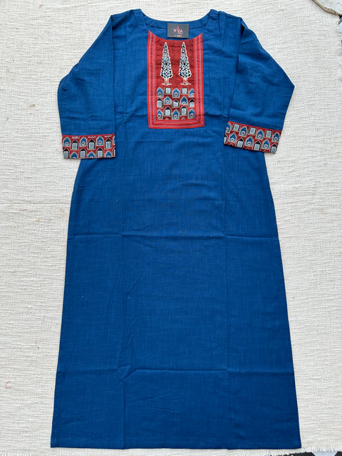 Slub cotton kurti - Blue