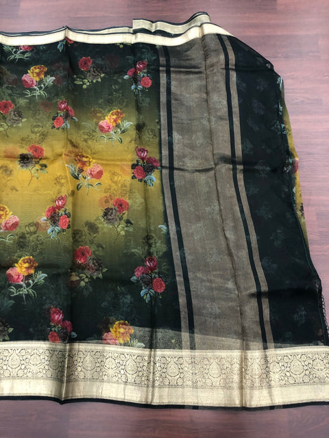 Floral printed pure Organza saree