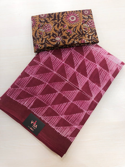 Shibori printed cotton saree