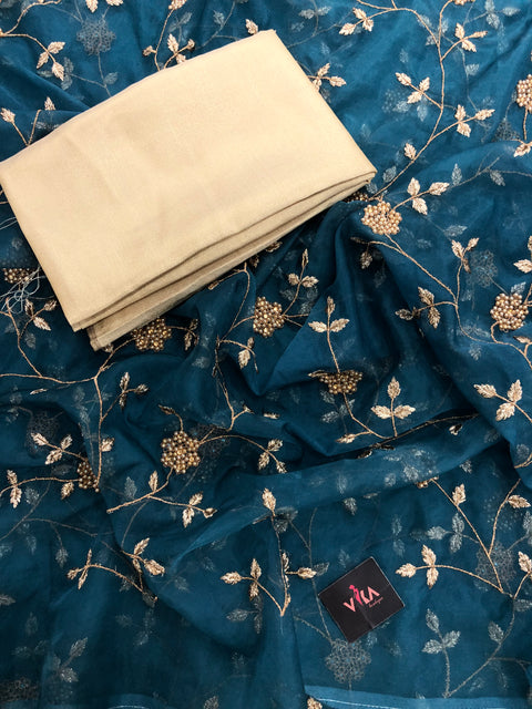 Designer organza saree with blouse