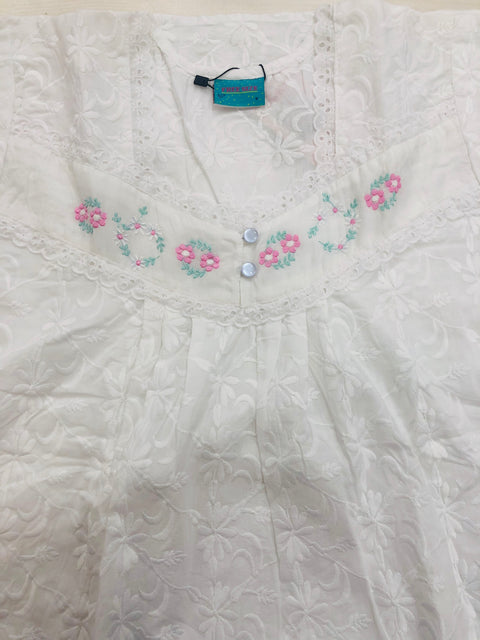 Premium cotton Embroidered nighty – VIKA Boutique
