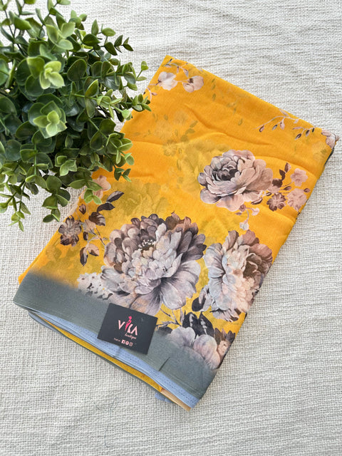 Floral printed georgette saree