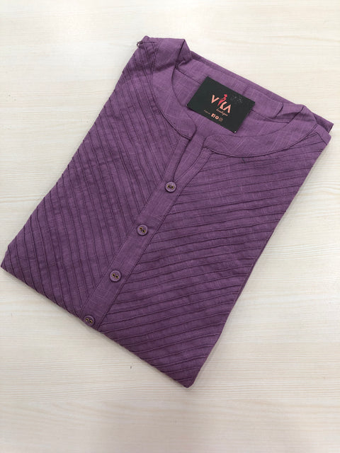 Pintuck Yoke kurti - Purple