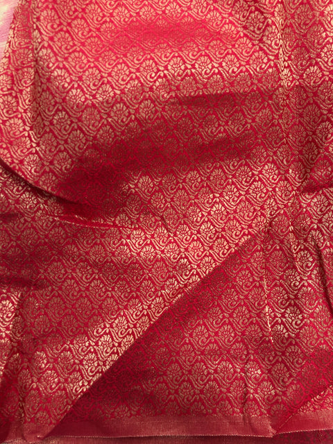 Pink brasso chiffon saree with blouse