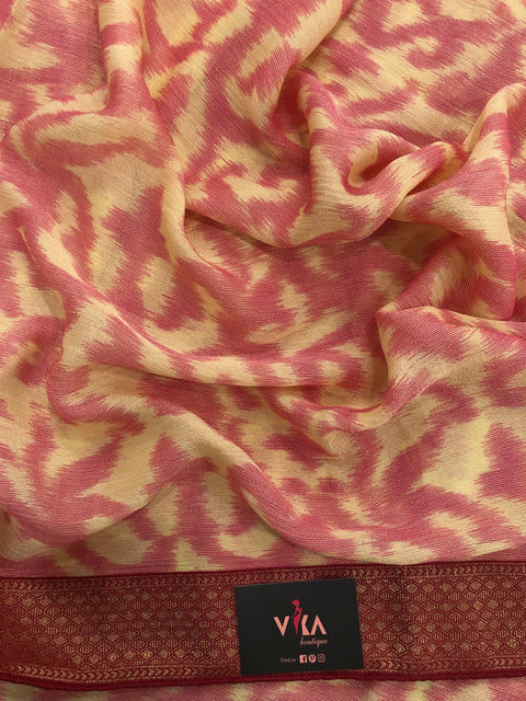 Pink brasso chiffon saree with blouse