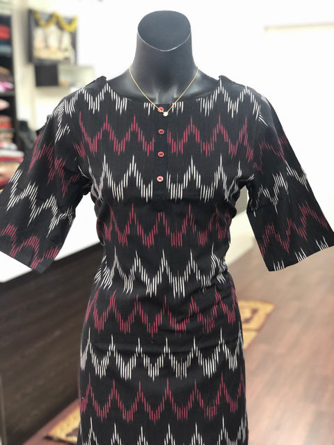 Black button IKAT cotton kurti